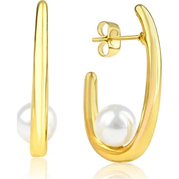 Náušnice Pozlacené ocelové náušnice s perlou - Meucci DE586