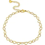 Pozlacený ocelový náramek na nohu spojená srdíčka - Meucci DA014