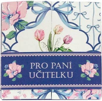 Dárková sada čajů pro paní učitelku s interaktivním přáním, stylová krabička s květinovým motivem a praktickým stojánkem