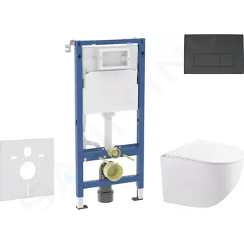 Geberit Duofix Set předstěnové instalace, kompaktního klozetu Gaia a sedátka softclose, tlačítko Delta50, matná černá, SANI11CA5122B