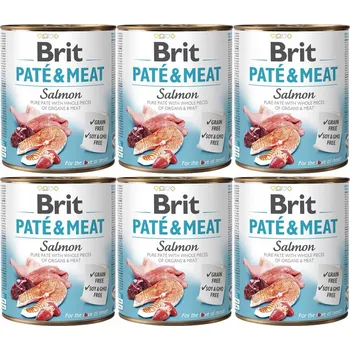 Krmivo pro psa BRIT Paté & Meat Salmon - mokré krmivo pro psy - 6x800g