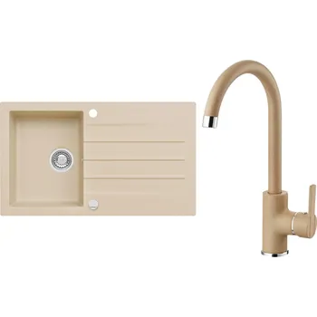 Set Alveus (dřez Cortina 130 Beige 55, s excentrem + baterie Tonia Beige 55) SETA25349