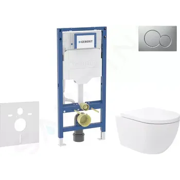 Geberit Duofix Set předstěnové instalace, klozetu Oudee Vortex a sedátka softclose, tlačítko Sigma01, lakovaný matný chrom, SANI11CA1149B