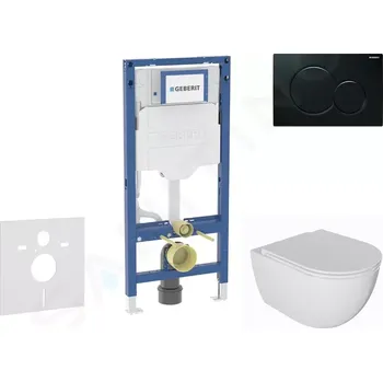 Geberit Duofix Set předstěnové instalace, klozetu Oudee a sedátka softclose, tlačítko Sigma01, černá, SANI11CA5133B