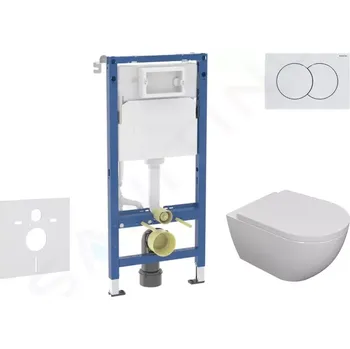 Splachovací tlačítko Geberit Duofix Set předstěnové instalace, klozetu Oudee a sedátka softclose, tlačítko Delta01, alpská bílá, SANI11CA3102B