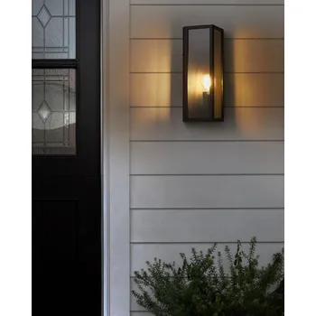 Venkovní osvětlení Kryté Venkovní nástěnné LED svítidlo lampa Černý Kov železo Matné sklo Moderní design terasa zahrada Beliani