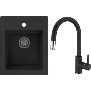 Granitový dřez Set Alveus (dřez Atrox 10 Black 91 + baterie Delos Black 91) SETA25016