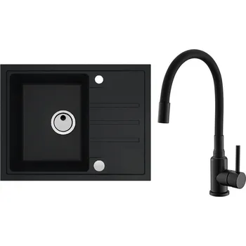 Granitový dřez Set Alveus (dřez Intermezzo 30 Deep Black 90 + baterie Mintas Černá matná) SETA25231