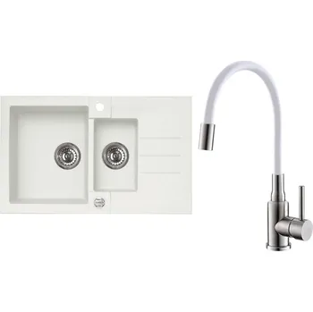 Set Alveus (dřez Rock 70 White 11 + baterie Mintas Bílá/Kartáčovaná ocel) SETA25305