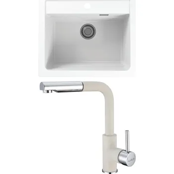 Granitový dřez Set Alveus (dřez Atrox 30 White 11 + baterie Siros White 11) SETA22264