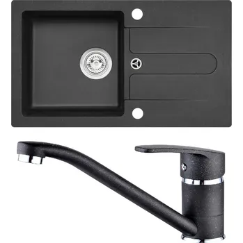 Granitový dřez Set Alveus (dřez Cortina 110 Black 91, bez excentru + baterie Nina Black 91) SETA25362