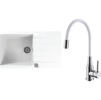 Granitový dřez Set Alveus (dřez Cadit 40 White 11 + baterie Mintas Bílá/Chrom) SETA25103