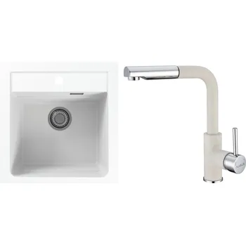 Granitový dřez Set Alveus (dřez Atrox 20 White 11 + baterie Siros White 11) SETA22276