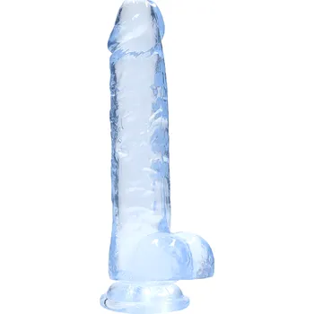 Dildo RealRock Gelové dildo Crystal Clear 8 dildo s přísavkou a varlaty 21 x 4 cm