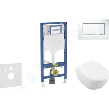 Splachovací tlačítko Geberit Duofix Set předstěnové instalace, klozetu Subway 2.0 a sedátka softclose, tlačítko Sigma30, bílá/lesklý chrom, SANI11CK3112