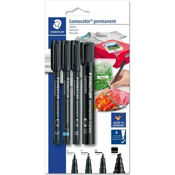 Staedtler Lumocolor 60 BK, permanentní popisovač různé šířky hrotů, sada 4ks