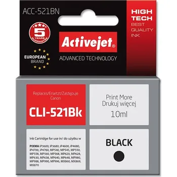 Počítač ACC-521BN, Inkoustová cartridge ActiveJet Canon CLI-521BK černá (10ml) s čipem