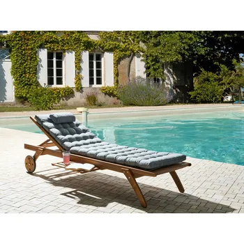 Podsedák Polštář polstr na zahradní lehátko šedý melanž polyester odolný proti UV záření vázání silná opěrka hlavy Beliani