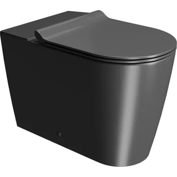 WC sada KUBE X WC mísa kombi spodní/zadní odpad, Swirlflush, 36x63cm, černá dual-mat