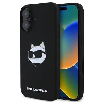 Pouzdro na mobilní telefon Kryt KARL LAGERFELD pro Apple iPhone 16 - MagSafe - silikonový - hlava Choupette - černý
