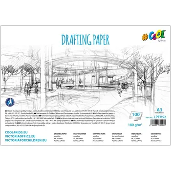 Výtvarný papír Skicák na školní i technické kreslení, čtvrtky, A3, 100 listů, VICTORIA