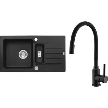 Granitový dřez Set Alveus (dřez Niagara 70 Black 91 + baterie Mintas Černá matná) SETA25289