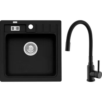 Granitový dřez Set Alveus (dřez Niagara 20 Black 91 + baterie Mintas Černá matná) SETA25271