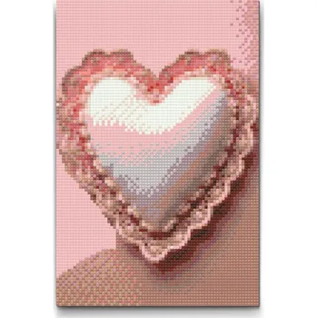 Diamantové malování Diamantové malování - Srdce s krajkou Velikost: 20x30cm, Rámování: Pouze srolované plátno, Diamanty: Kulaté