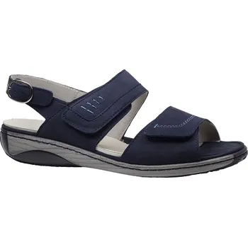 Dámské sandále Letní vycházková obuv-flexiblová, Waldläufer, šíře G, tmavě modrá: Modrá Nubuk, velur (semiš) 27,4 42,5 G - standardní šíře (17774-15406)