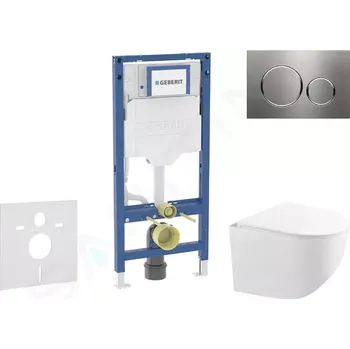 Geberit Duofix Set předstěnové instalace, kompaktního klozetu Gaia a sedátka softclose, tlačítko Sigma20, nerez, SANI11CA6104B
