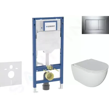 Splachovací tlačítko Geberit Duofix Set předstěnové instalace, klozetu Oudee a sedátka softclose, tlačítko Sigma30, chrom, SANI11CA1121B