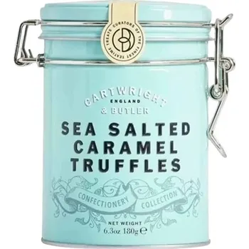 Bonboniéra Cartwright & Butler – Sea Salted Caramel Truffles – Čokoládové pralinky s náplní se slaným karamelem v plechovce 180 g