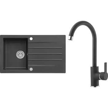 Set Alveus (dřez Cortina 130 Black 91, s excentrem + baterie Tonia Black 91) SETA25350