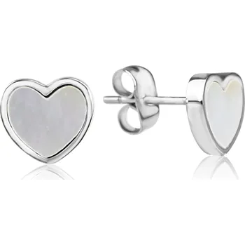 Náušnice Ocelové náušnice srdce s perletí - Meucci DS464