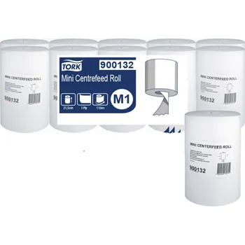 Papírový ručník Tork Basic 900132, bílá 1vrstvá utěrka, středové odvíjení Mini, M1, karton 10 rolí