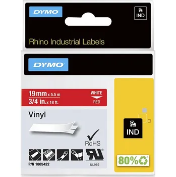 Pásek do tiskárny Dymo štítky 1805422 vinylové, 19 mm x 5,5 m typ RHINO, bílá na červené