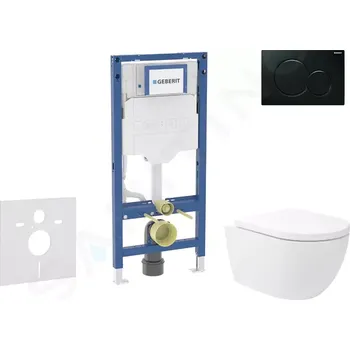Geberit Duofix Set předstěnové instalace, klozetu Oudee Vortex a sedátka softclose, tlačítko Sigma01, černá, SANI11CA5145B