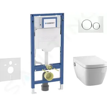 Geberit Duofix Set předstěnové instalace, klozetu TECEone a sedátka softclose, tlačítko Sigma20, bílá/lesklý chrom, SANI11CT3103