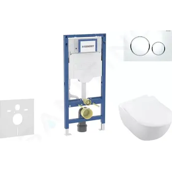 Splachovací tlačítko Geberit Duofix Set předstěnové instalace, klozetu Subway 2.0 a sedátka softclose, tlačítko Sigma20, bílá/lesklý chrom, SANI11CK3111