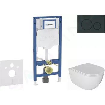 Geberit Duofix Set předstěnové instalace, klozetu Oudee a sedátka softclose, tlačítko Sigma20, černá lesk/černá mat, SANI11CA5131B