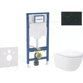 Geberit Duofix Set předstěnové instalace, klozetu Oudee Vortex a sedátka softclose, tlačítko Sigma20, matná černá/černá, SANI11CA5146B