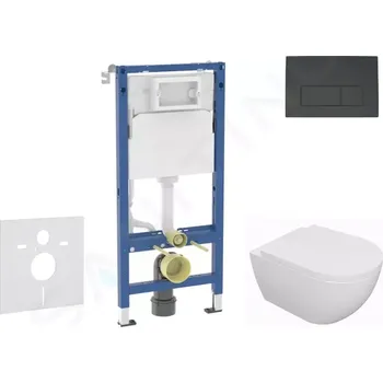 Geberit Duofix Set předstěnové instalace, klozetu Oudee a sedátka softclose, tlačítko Delta50, matná černá, SANI11CA5129B