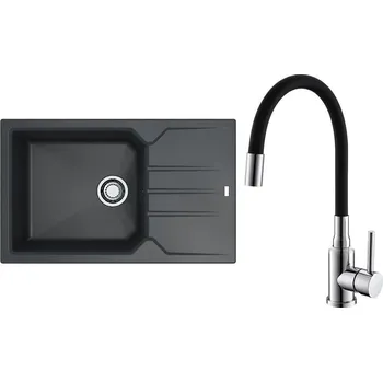 Granitový dřez Set Alveus (dřez Record 40 Black 91 + baterie Mintas Černá/Chrom) SETA25410