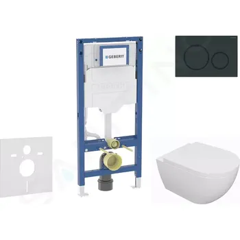 Geberit Duofix Set předstěnové instalace, klozetu Oudee a sedátka softclose, tlačítko Sigma20, černá lesk/černá mat, SANI11CA5110B