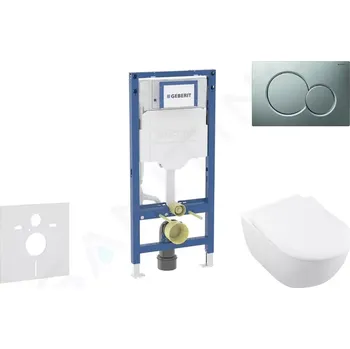 Geberit Duofix Set předstěnové instalace, klozetu Subway 2.0 a sedátka softclose, tlačítko Sigma01, matný chrom, SANI11CK2110