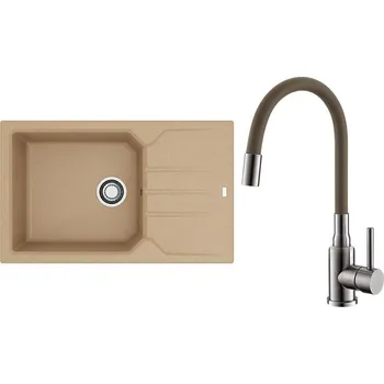 Granitový dřez Set Alveus (dřez Record 40 Beige 55 + baterie Mintas Béžová/Kartáčovaná ocel) SETA25400