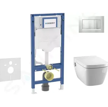 Geberit Duofix Set předstěnové instalace, klozetu TECEone a sedátka softclose, tlačítko Sigma30, matný chrom/chrom, SANI11CT2106