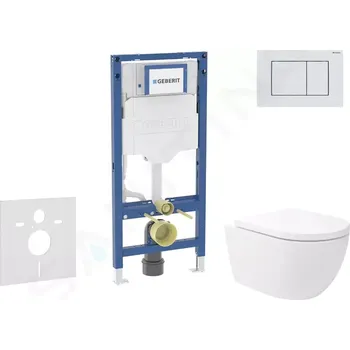 Splachovací tlačítko Geberit Duofix Set předstěnové instalace, klozetu Oudee Vortex a sedátka softclose, tlačítko Sigma30, bílá/bílá mat, SANI11CA3178B