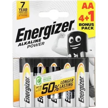 Článková baterie Energizer AA LR6 alkalické baterie 1,5 V bonus pack 4+1 ks tužkové