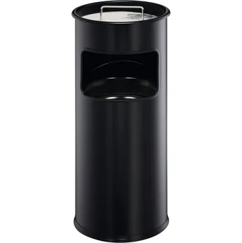 Odpadkový koš Durable 3330, odpadkový koš s kulatým popelníkem, výška 62 cm Barva: Černá